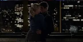 The kiss scene on the roof.
